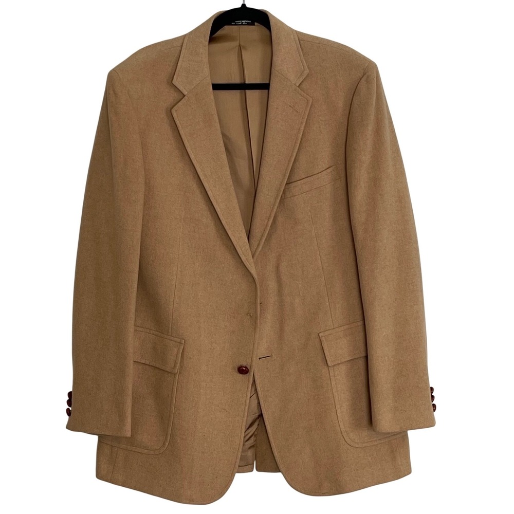VTG Di Benedetto 100% Camel Hair Blazer Tan Two Button Sport Coat American Made